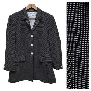 Vintage Jobis Geometric Print  Pocket Button Closure Wool Longline Blazer Large